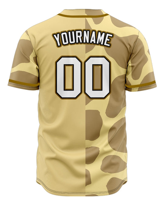 Custom Half Beige Light Brown Baseball Jersey