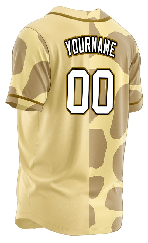 Custom Half Beige Light Brown Baseball Jersey