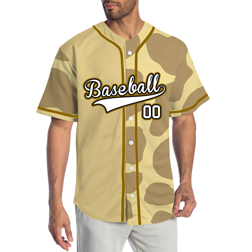 Custom Half Beige Light Brown Baseball Jersey