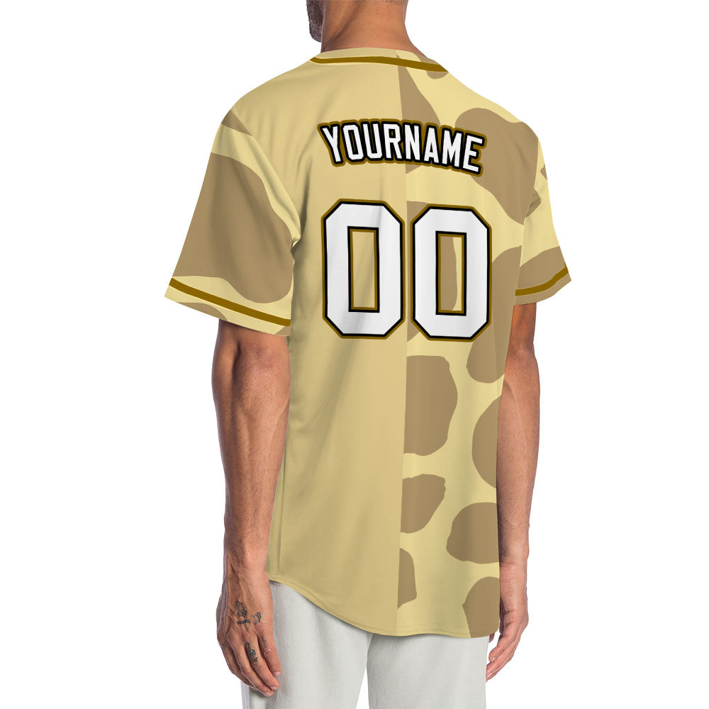 Custom Half Beige Light Brown Baseball Jersey