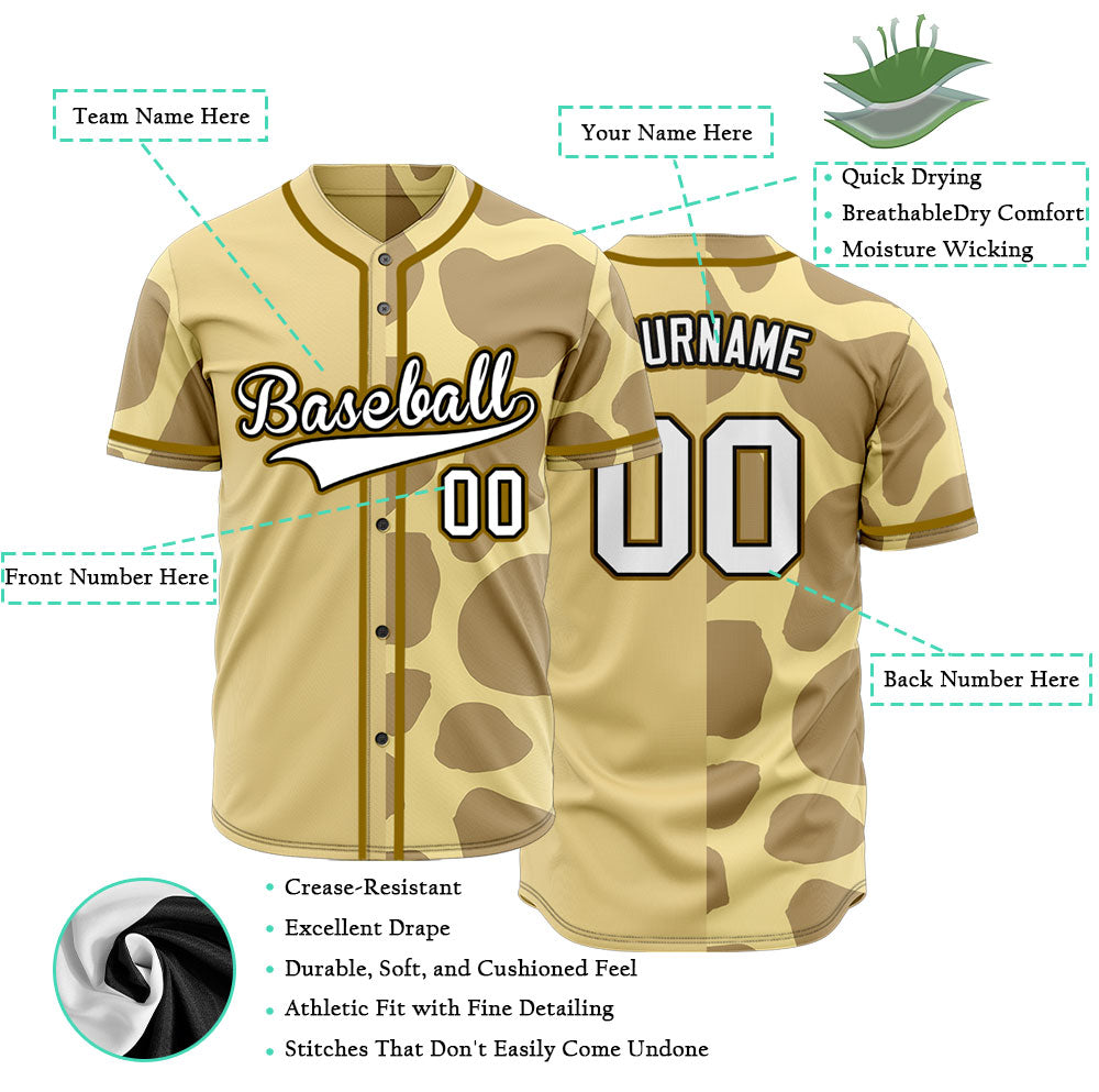 Custom Half Beige Light Brown Baseball Jersey