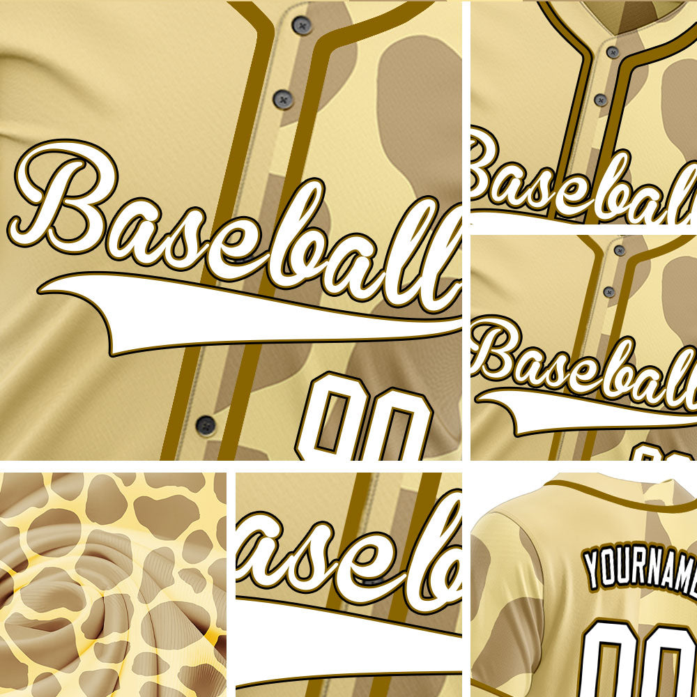 Custom Half Beige Light Brown Baseball Jersey