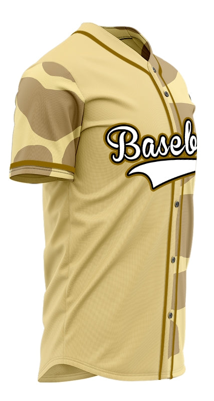 Custom Half Beige Light Brown Baseball Jersey