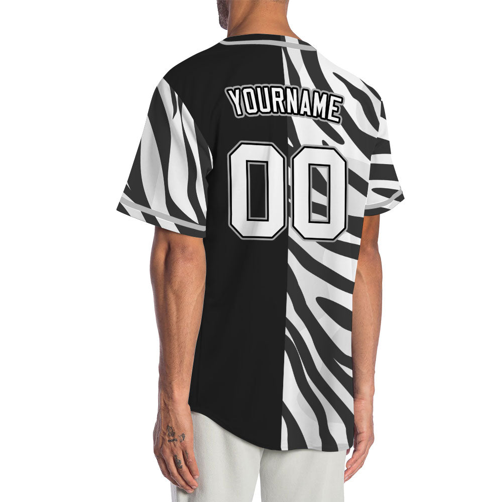 Custom Half Black And White Zebra Baseball Jersey