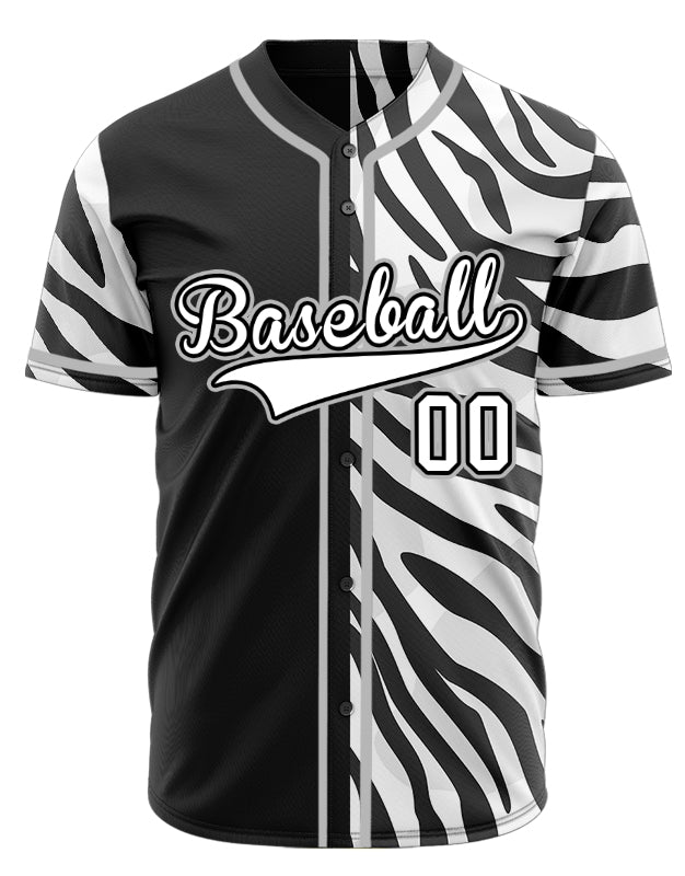 Custom Half Black And White Zebra Baseball Jersey