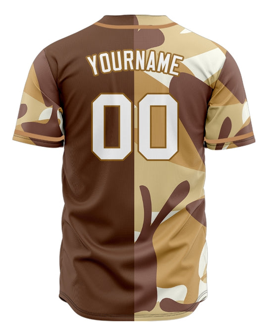Custom Half Brown Gold Baseball Jersey