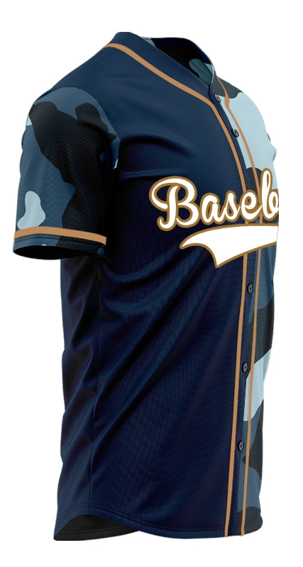 Custom Half Darl Blue Lighte Blue Camouflage Baseball Jersey
