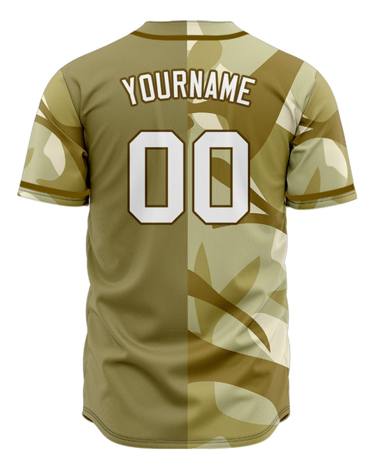 Custom Half Gold Olive Baseball Jersey