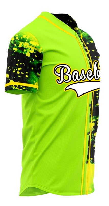 Custom Half Green Ink Yellow Point Baseball Jersey