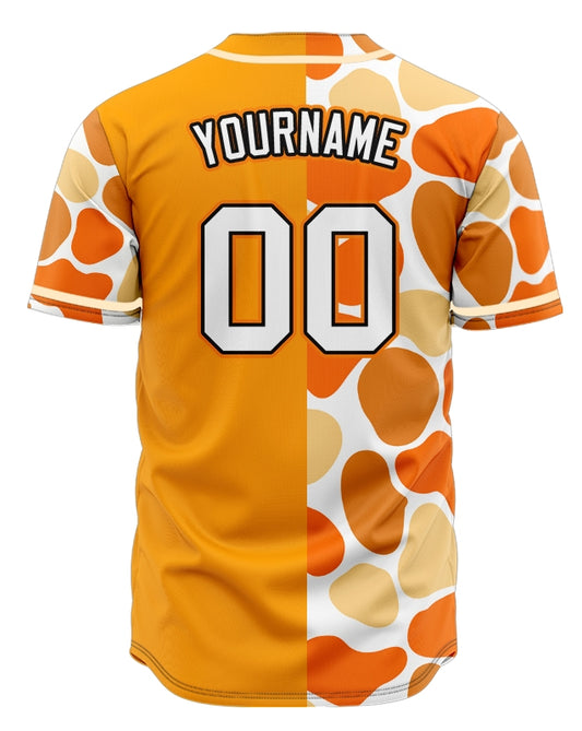 Custom Half Orange Beige Color Block Baseball Jersey
