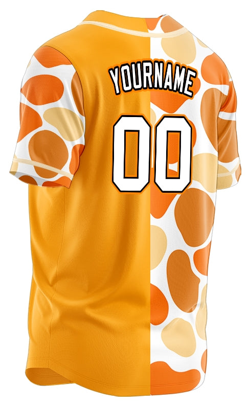 Custom Half Orange Beige Color Block Baseball Jersey