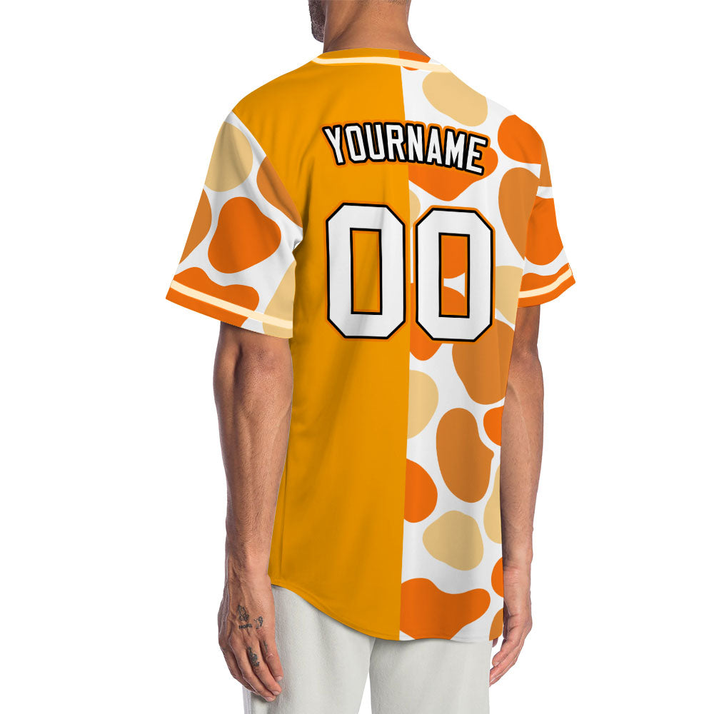 Custom Half Orange Beige Color Block Baseball Jersey