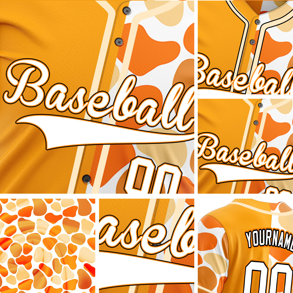 Custom Half Orange Beige Color Block Baseball Jersey