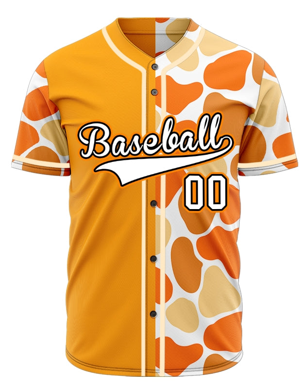 Custom Half Orange Beige Color Block Baseball Jersey