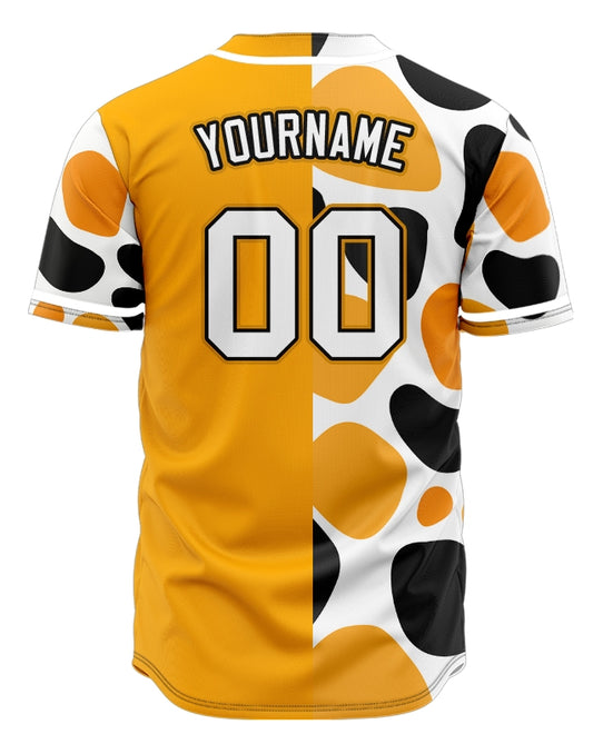 Custom Half Orange Tiger White Edge Baseball Jersey