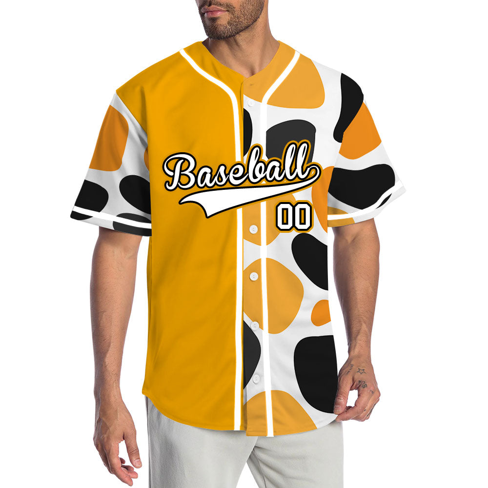 Custom Half Orange Tiger White Edge Baseball Jersey