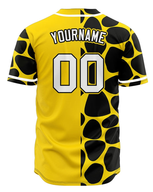 Custom Half Yellow And Black Oval Baseball Jersey
