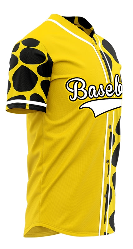 Custom Half Yellow And Black Oval Baseball Jersey