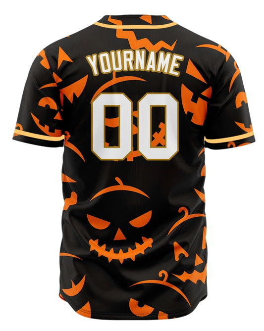 Halloween Black Orange Pumpkin Face Baseball Jersey