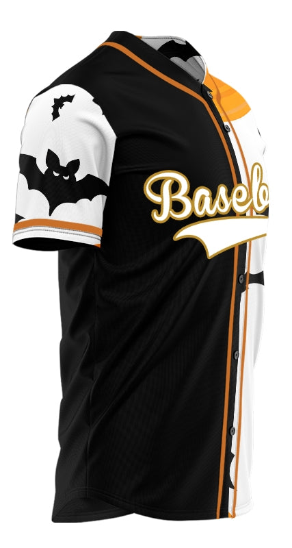 Halloween Black Orange Pumpkin Half Baseball Jersey
