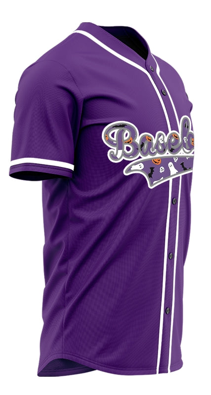 Halloween Dark Purple Skull Baseball Jersey