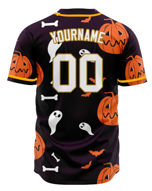 Halloween Dark Purple Skull Half Baseball Jersey