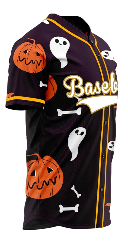 Halloween Dark Purple Skull Half Baseball Jersey