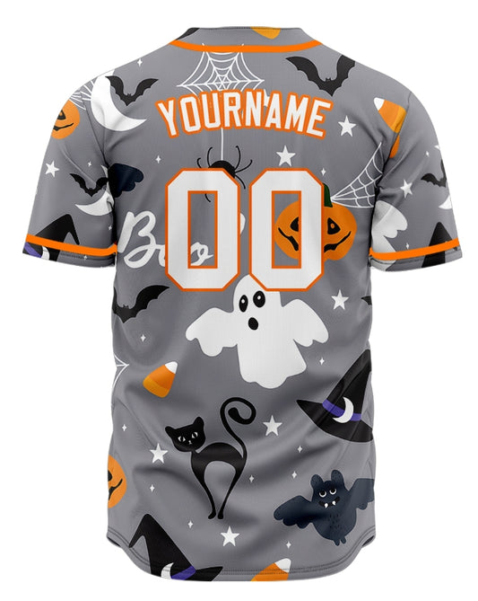 Halloween Grey Pumpkin Baseball Jersey