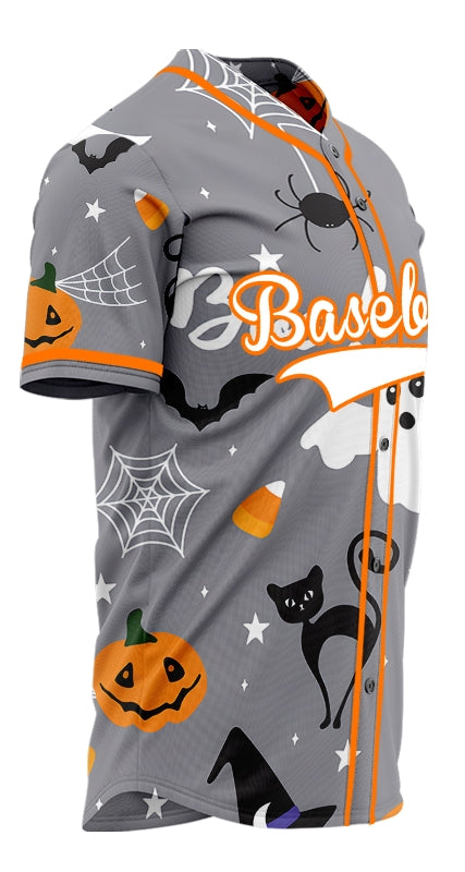 Halloween Grey Pumpkin Baseball Jersey