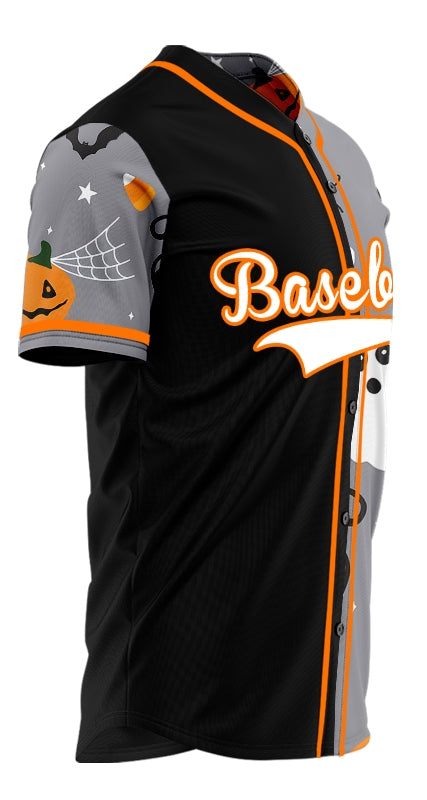 Halloween Grey Pumpkin Half Baseball Jersey