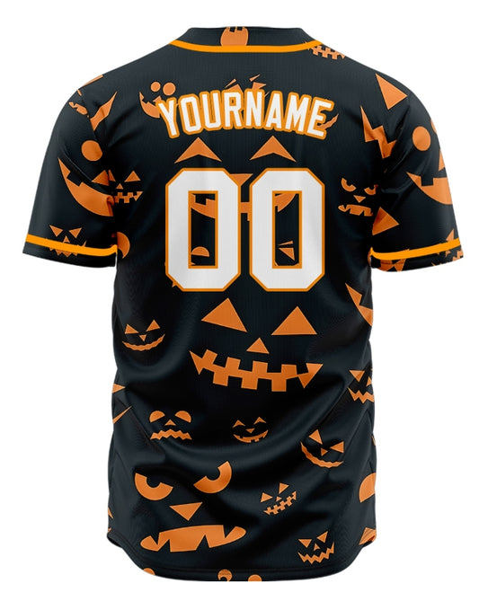 Halloween Orange And Black Pumpkin Baseball Jersey