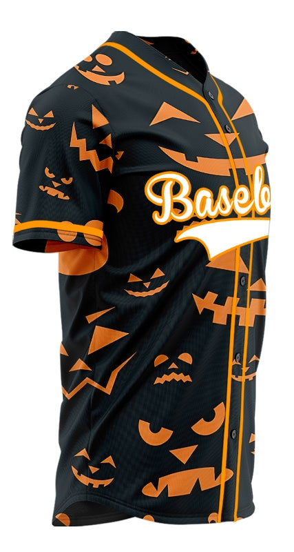 Halloween Orange And Black Pumpkin Baseball Jersey