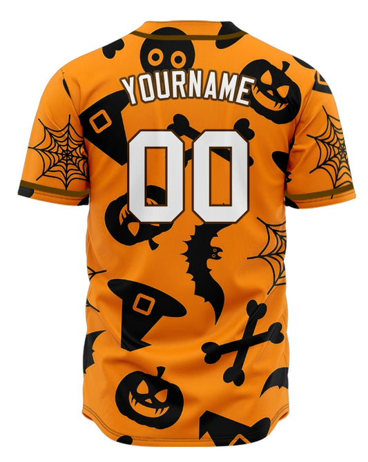 Halloween Orange Black Spider Web Baseball Jersey