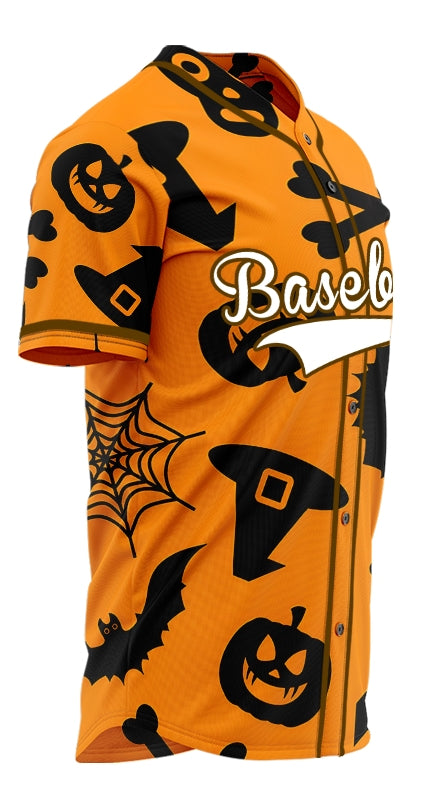 Halloween Orange Black Spider Web Baseball Jersey