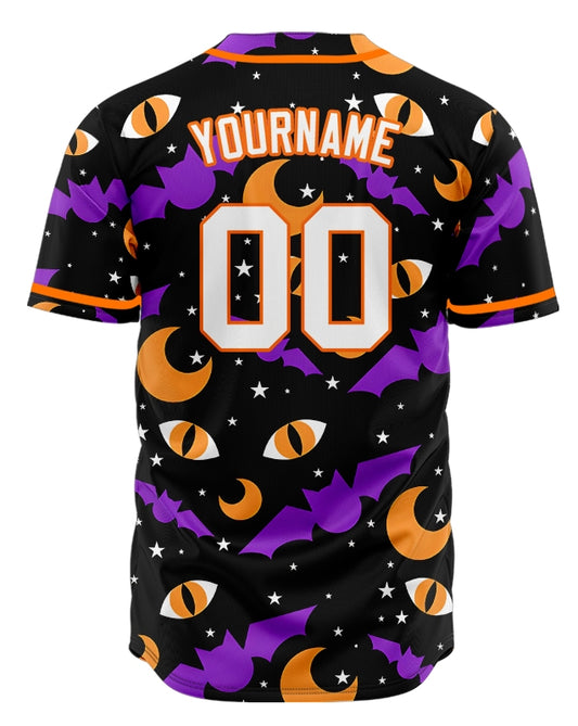 Halloween Orange Moon Baseball Jersey