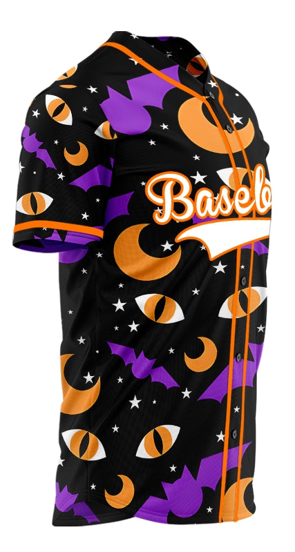 Halloween Orange Moon Baseball Jersey
