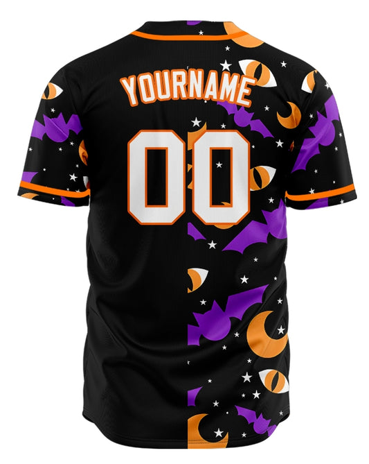 Halloween Orange Moon Half Baseball Jersey