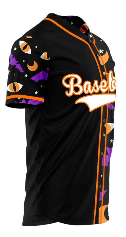 Halloween Orange Moon Half Baseball Jersey
