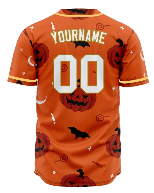 Halloween Orange Pumpkin Baseball Jersey