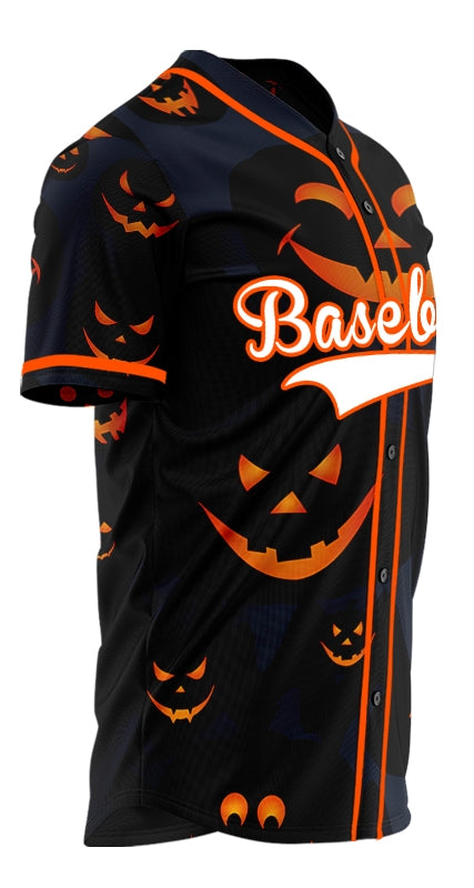 Halloween Orange Pumpkin Face Baseball Jersey