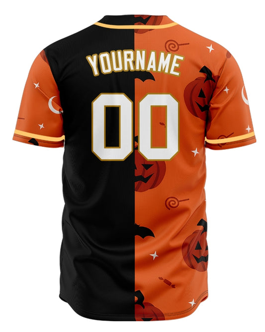 Halloween Orange Pumpkin Half Baseball Jersey