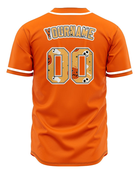 Halloween Orange Skull Baseball Jersey