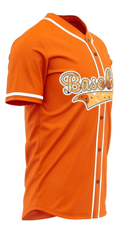 Halloween Orange Skull Baseball Jersey