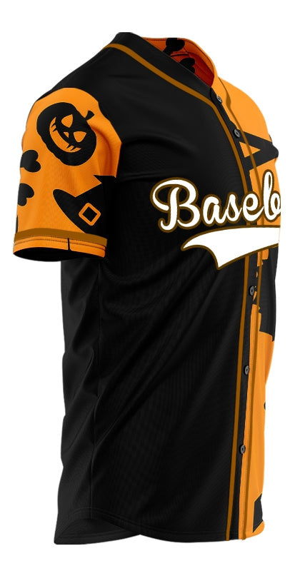 Halloween Orange Spider Web Half Baseball Jersey