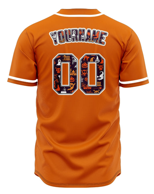 Halloween Pumpkin Skull Orange Baseball Jersey
