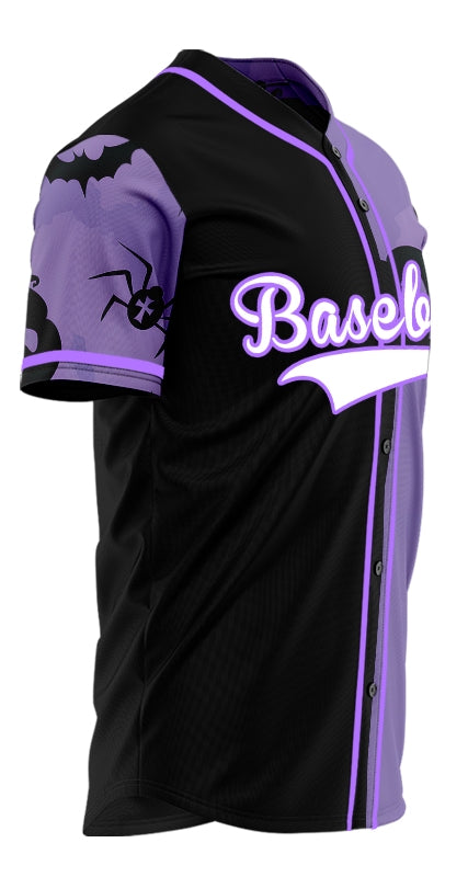 Halloween Purple Pumpkin Half Baseball Jersey