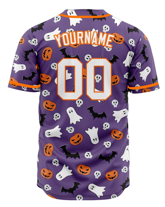 Halloween Purple Skull Baseball Jersey