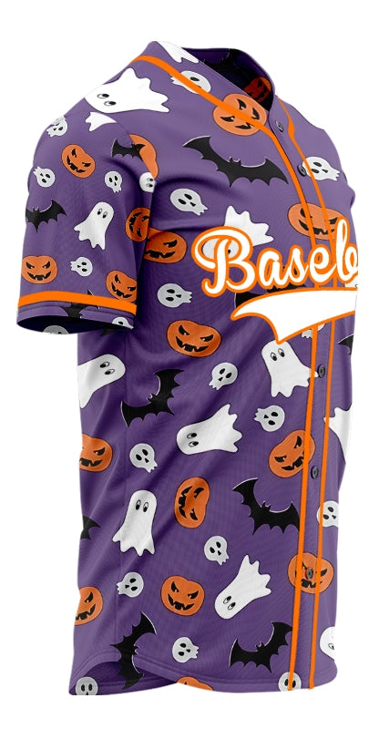 Halloween Purple Skull Baseball Jersey