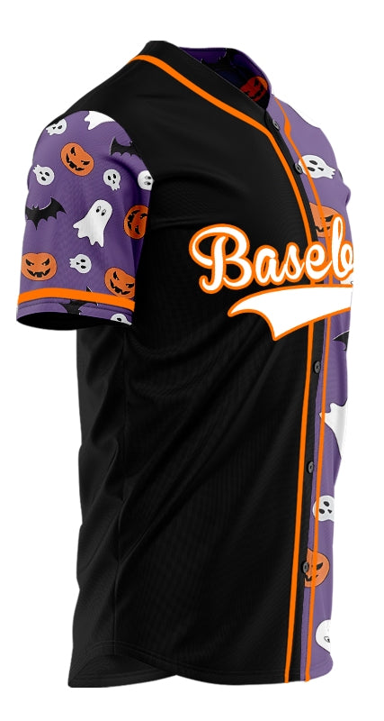 Halloween Purple Skull Half Baseball Jersey