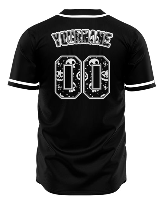 Halloween Skull Black White Baseball Jersey